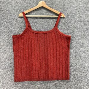 Working Classics Top Women 18/20 Plus Red Sleeveless Spaghetti Strap Metallic